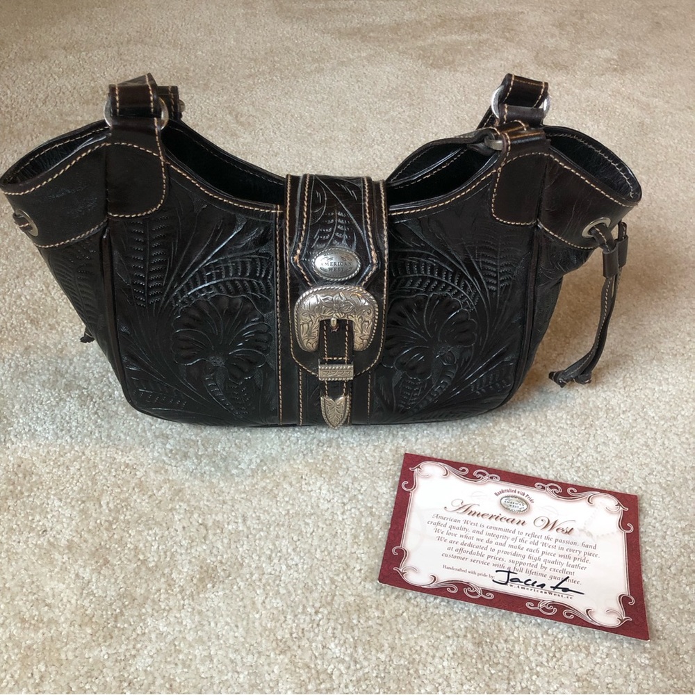 American West brown leather handbag